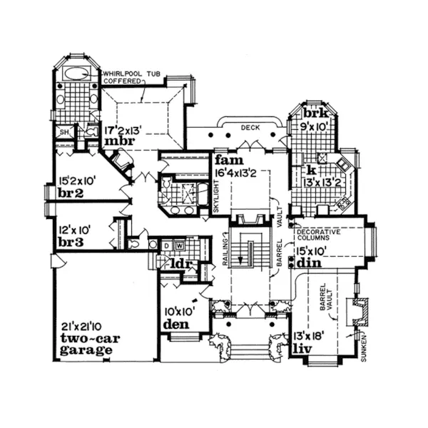 Traditional House Plan First Floor - Malone Hill Contemporary Home 062D-0493 - Shop House Plans and More