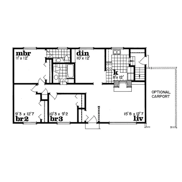 Ranch House Plan First Floor - Monacco Rustic Cabin Home 062D-0495 - Shop House Plans and More