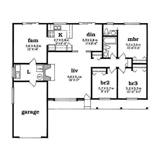 Ranch House Plan First Floor - Willoughby Ranch Home 062D-0496 - Shop House Plans and More