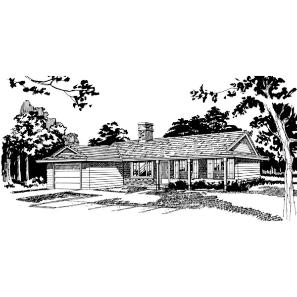 Ranch House Plan Front of Home - Willoughby Ranch Home 062D-0496 - Shop House Plans and More