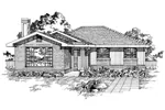 Ranch House Plan Front of Home - Calvin Ranch Home 062D-0498 - Search House Plans and More
