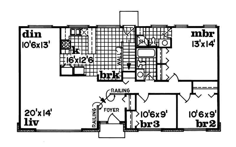 Ranch House Plan First Floor - Oceano Ranch Home 062D-0499 - Shop House Plans and More