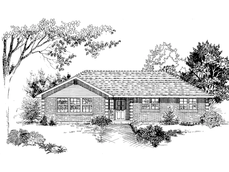 Ranch House Plan Front of Home - Oceano Ranch Home 062D-0499 - Shop House Plans and More