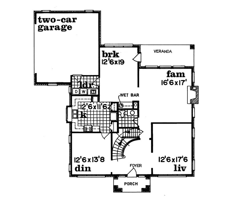 Colonial House Plan First Floor - Wesglen Traditional Home 062D-0503 - Shop House Plans and More