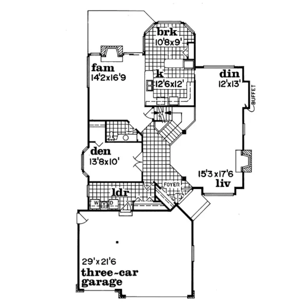 Contemporary House Plan First Floor - Evans Ridge Modern Home 062D-0504 - Search House Plans and More