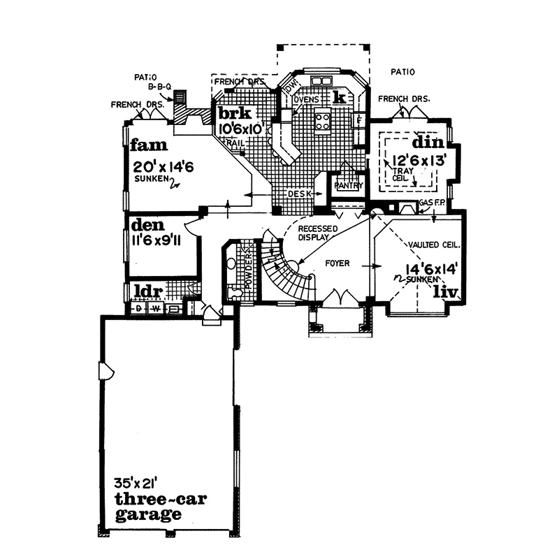 European House Plan First Floor - Klevhorn Luxury European Home 062D-0505 - Search House Plans and More