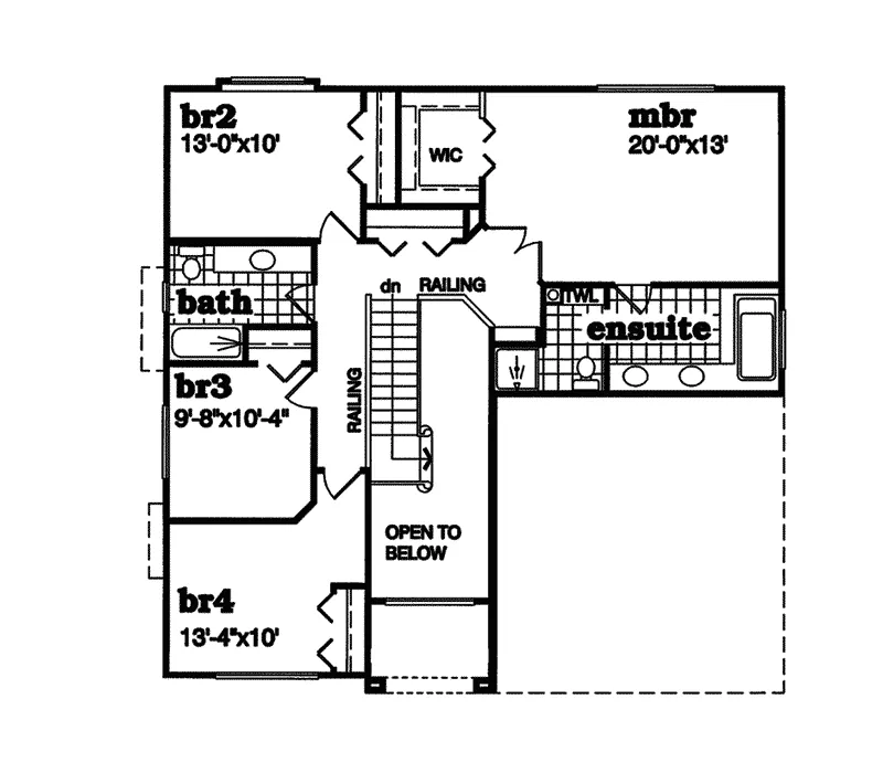 Modern House Plan Second Floor - McClain Sunbelt Home 062D-0508 - Shop House Plans and More