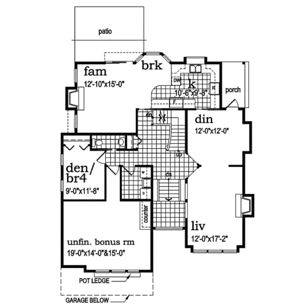 Sunbelt House Plan First Floor - Larkspur Bay Sunbelt Home 062D-0511 - Shop House Plans and More