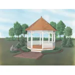 Decorative wood trim details adds charm to this nostalgic gazebo style