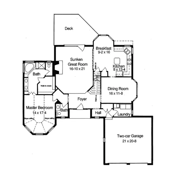 Country House Plan First Floor - Oakglen Park European Home 065D-0002 - Shop House Plans and More