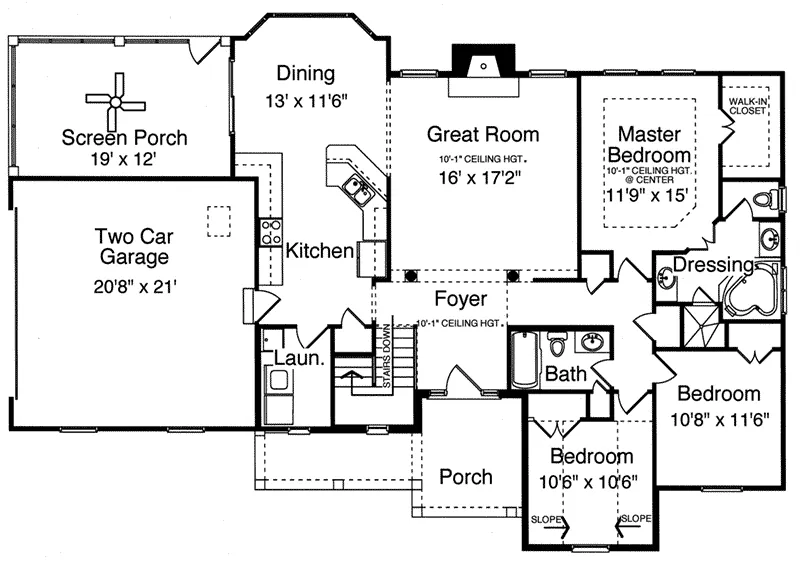 Country House Plan First Floor - Hobkirk Country Ranch Home 065D-0028 - Search House Plans and More