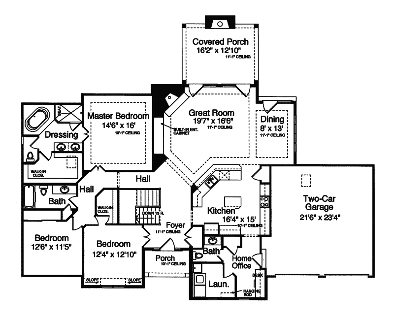 Country French House Plan First Floor - Oakburn Traditional Ranch Home 065D-0044 - Shop House Plans and More
