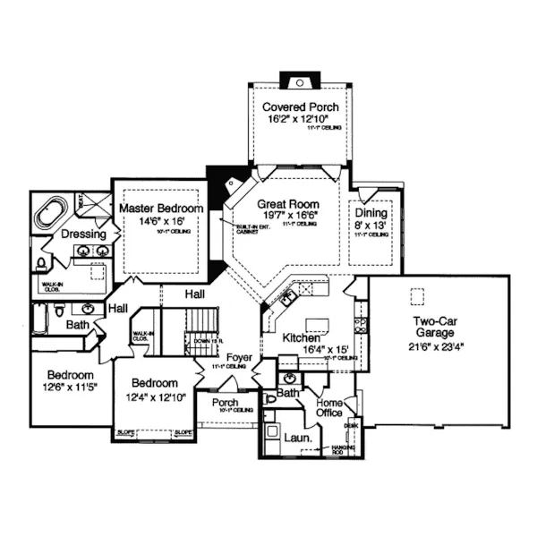 Ranch House Plan First Floor - Oakburn Traditional Ranch Home 065D-0044 - Shop House Plans and More