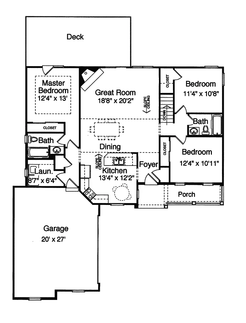 Ranch House Plan First Floor - Bozeman Arts And Crafts Home 065D-0062 - Search House Plans and More