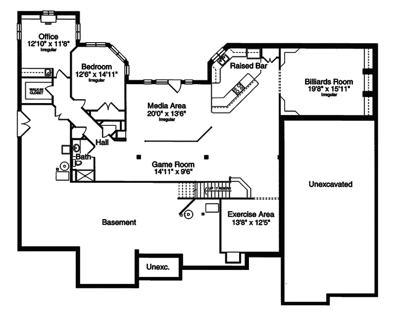 Ranch House Plan Lower Level Floor - Parkmont Ranch Home 065D-0078 - Shop House Plans and More