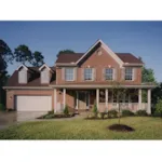 Country Style Two-Story Has A Strong Gable Above The Covered Front Porch