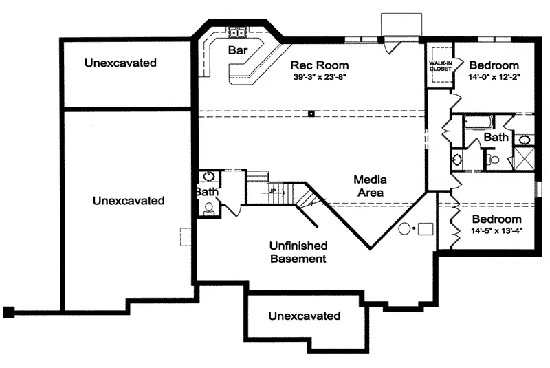 Ranch House Plan Basement Floor - Angora Shingle Style Ranch Home 065D-0255 - Search House Plans and More