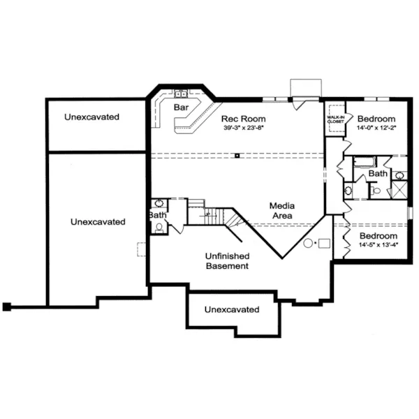 Shingle House Plan Basement Floor - Angora Shingle Style Ranch Home 065D-0255 - Search House Plans and More