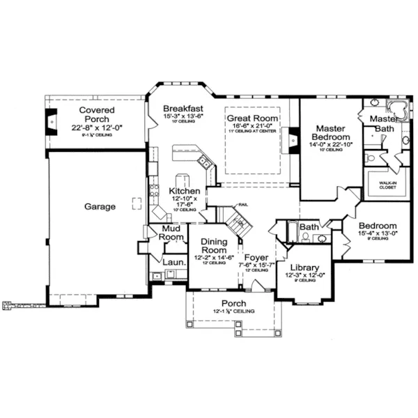 Shingle House Plan First Floor - Angora Shingle Style Ranch Home 065D-0255 - Search House Plans and More