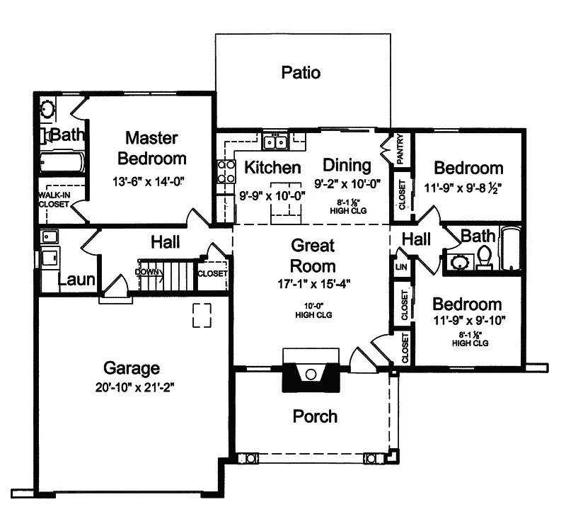 Shingle House Plan First Floor - Pickering Ranch Home 065D-0261 - Shop House Plans and More