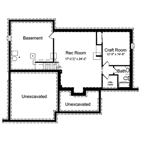 Craftsman House Plan Lower Level Floor - Pickering Ranch Home 065D-0261 - Shop House Plans and More