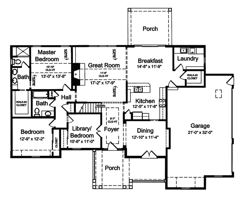 Shingle House Plan First Floor - Kincardine Craftsman Home 065D-0265 - Search House Plans and More