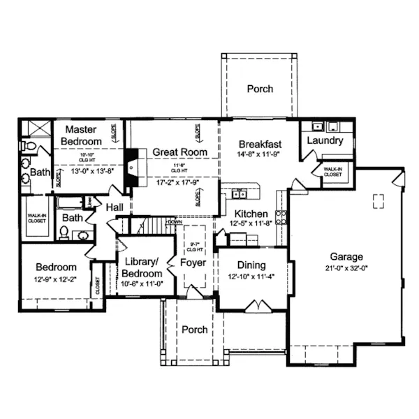 Country House Plan First Floor - Kincardine Craftsman Home 065D-0265 - Search House Plans and More