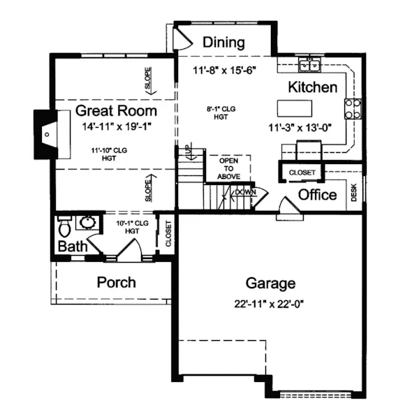 Country House Plan First Floor - Rushcliffe Narrow Lot Home 065D-0270 - Shop House Plans and More