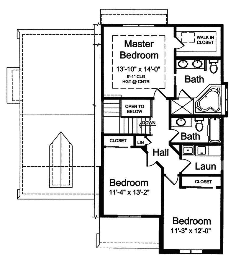 Country House Plan Second Floor - Rushcliffe Narrow Lot Home 065D-0270 - Shop House Plans and More