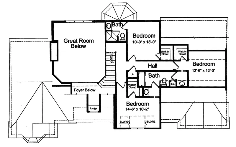 Arts & Crafts House Plan Second Floor - Forest Trace Craftsman Home 065D-0273 - Search House Plans and More