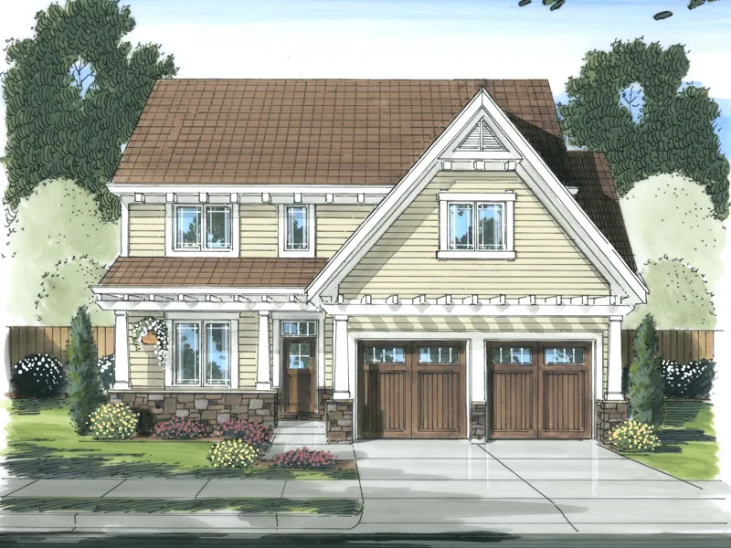 Craftsman House Plan Front of Home - Crimson Narrow Lot Home 065D-0278 - Search House Plans and More