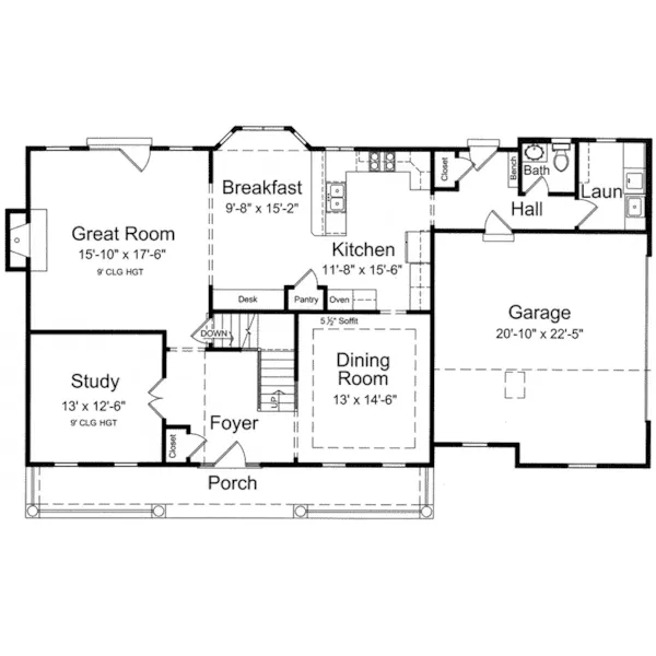 Traditional House Plan First Floor - Restormel Cape Cod Home 065D-0279 - Shop House Plans and More