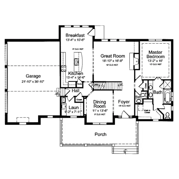 Colonial House Plan First Floor - Altenau Traditional Home 065D-0286 - Search House Plans and More