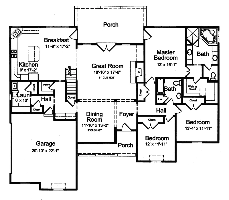 Ranch House Plan First Floor - Saxony Ridge Country Home 065D-0290 - Shop House Plans and More