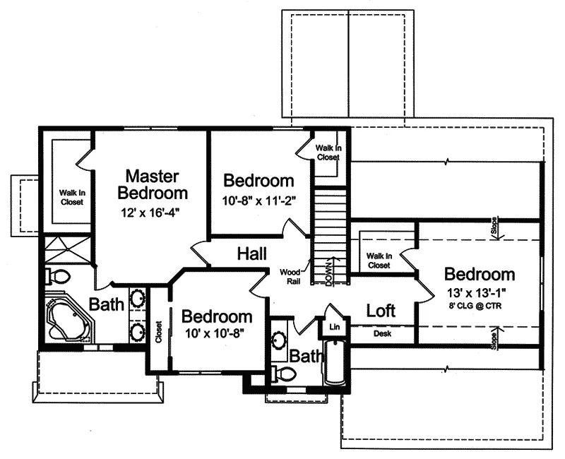 Traditional House Plan Second Floor - Dardanella Traditional Home 065D-0295 - Search House Plans and More