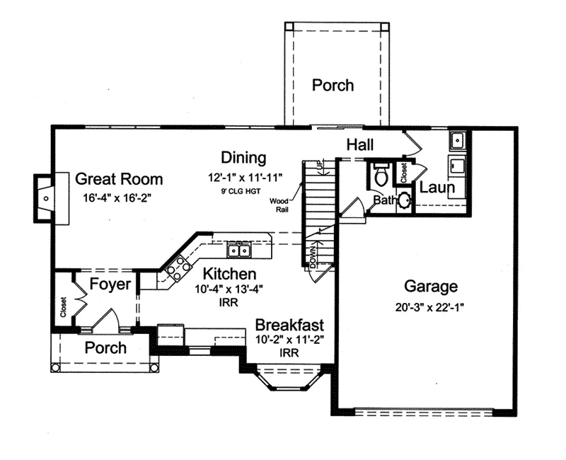 Bungalow House Plan First Floor - Dorvin Traditional Home 065D-0297 - Search House Plans and More