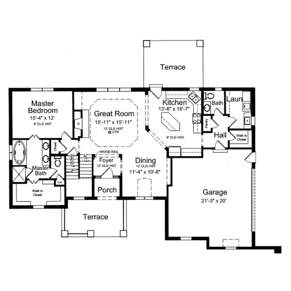 European House Plan First Floor - Lacewood Country French Home 065D-0298 - Shop House Plans and More