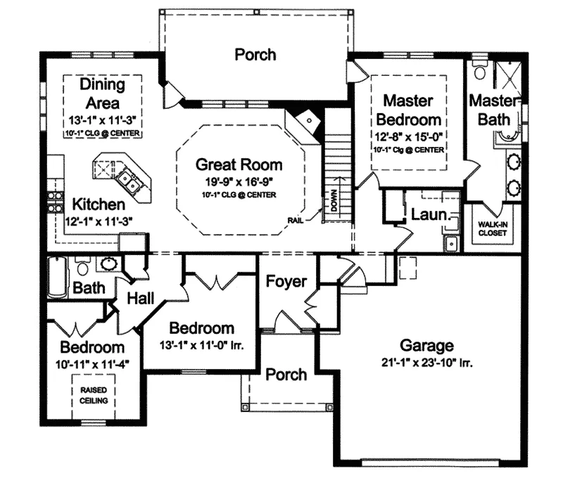 Cabin & Cottage House Plan First Floor - Hennessey Hill Ranch Home 065D-0305 - Search House Plans and More
