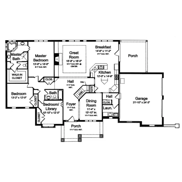 Ranch House Plan First Floor - Apollonia Craftsman Home 065D-0307 - Search House Plans and More