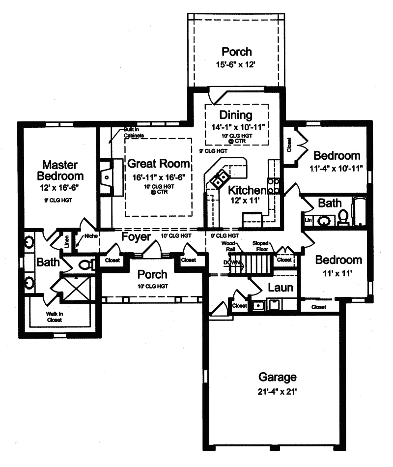 Ranch House Plan First Floor - Reno Ranch Home 065D-0309 - Shop House Plans and More