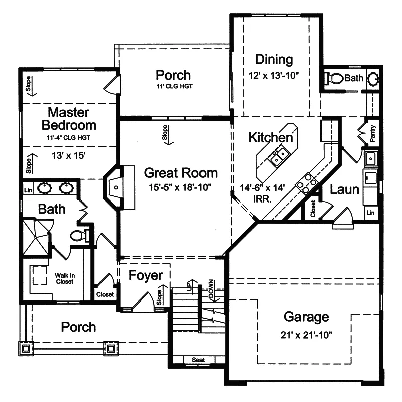 Rustic House Plan First Floor - Michelman Craftsman Home 065D-0310 - Shop House Plans and More
