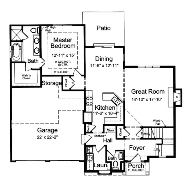 English Cottage House Plan First Floor - Cathcart Country French Home 065D-0311 - Search House Plans and More