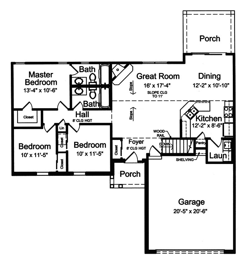 Cabin & Cottage House Plan First Floor - Spoonwood Ranch Home 065D-0312 - Shop House Plans and More