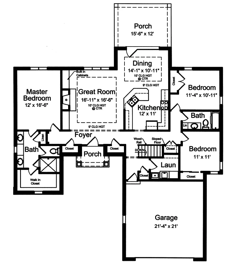 Cabin & Cottage House Plan First Floor - Browning European Style Home 065D-0314 - Search House Plans and More