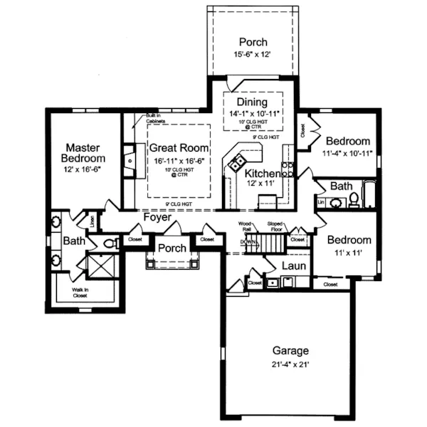 Ranch House Plan First Floor - Browning European Style Home 065D-0314 - Search House Plans and More