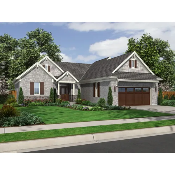 Ranch House Plan Front of Home - Browning European Style Home 065D-0314 - Search House Plans and More