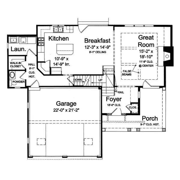 Shingle House Plan First Floor - Dunnottar Craftsman Home 065D-0316 - Search House Plans and More