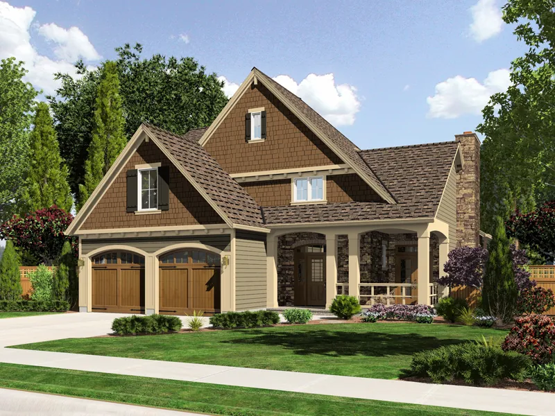 Shingle House Plan Front of Home - Dunnottar Craftsman Home 065D-0316 - Search House Plans and More