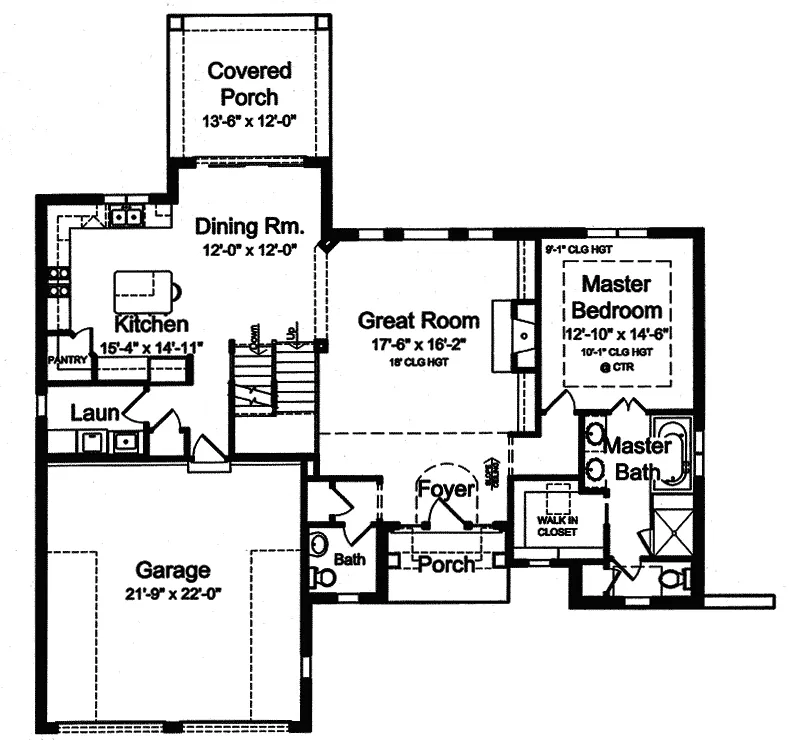 Shingle House Plan First Floor - Glen Arbor Country French Home 065D-0318 - Search House Plans and More