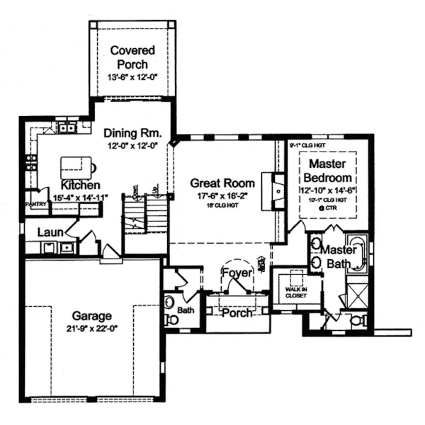 Country House Plan First Floor - Glen Arbor Country French Home 065D-0318 - Search House Plans and More